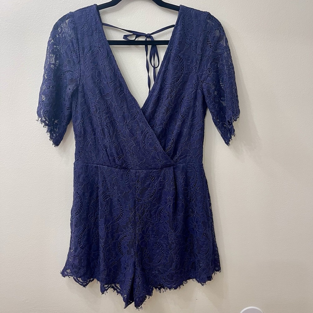 Blue Rain Women's Navy Lace Romper‎ Size Medium